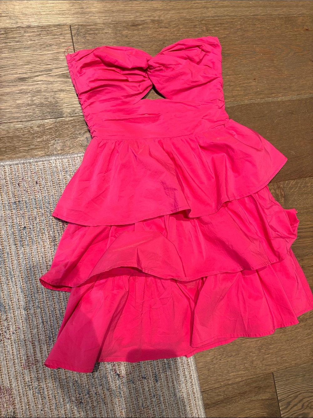 Cotton Candy Strapless Hot Pink Tiered Ruffle Dress